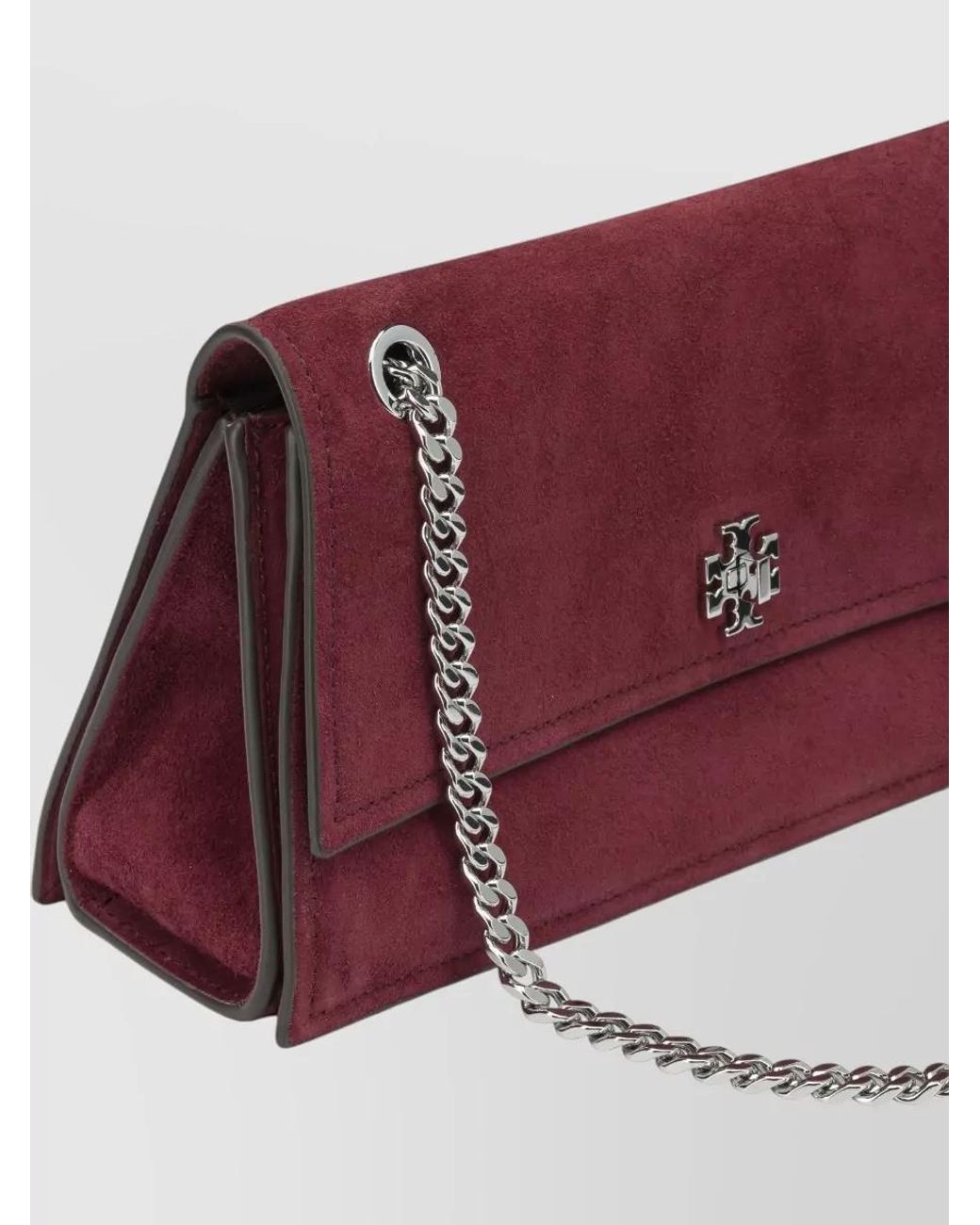 Tory Burch Red Kira Suede Clutch Bag