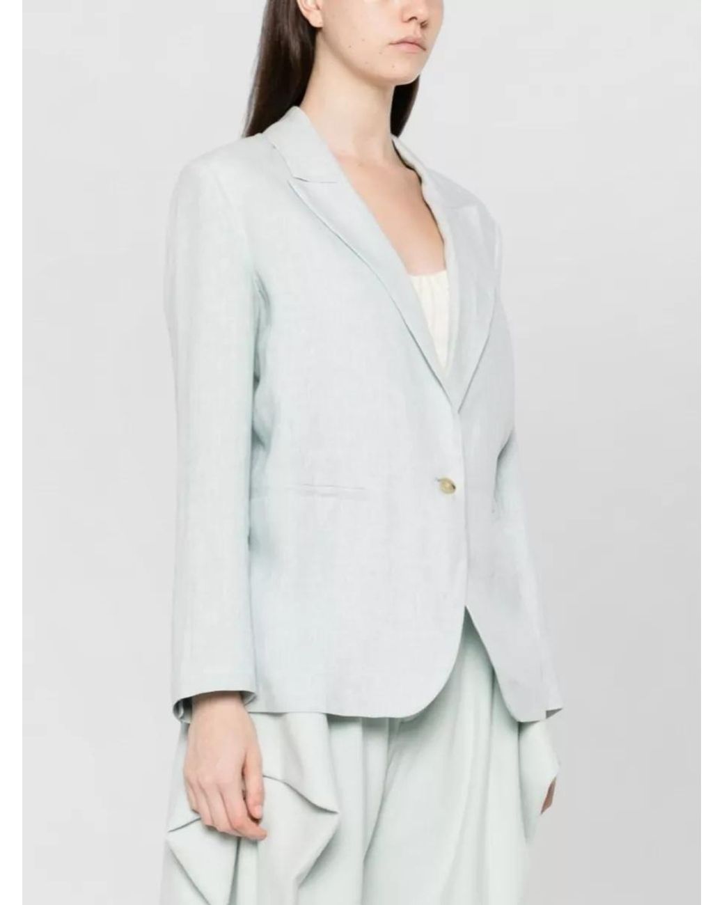 Forte_forte White Linen Single-Breasted Blazer