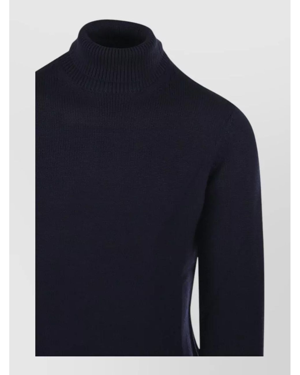 Roberto Collina Blue Merino Wool Ribbed Turtleneck Sweater for men