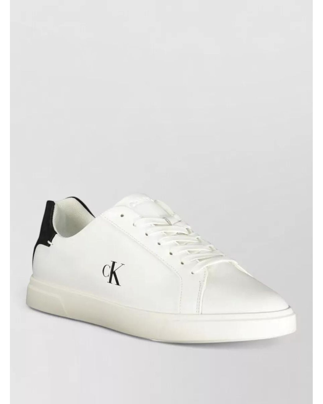 Calvin Klein White Leather Lace-Up Sneakers