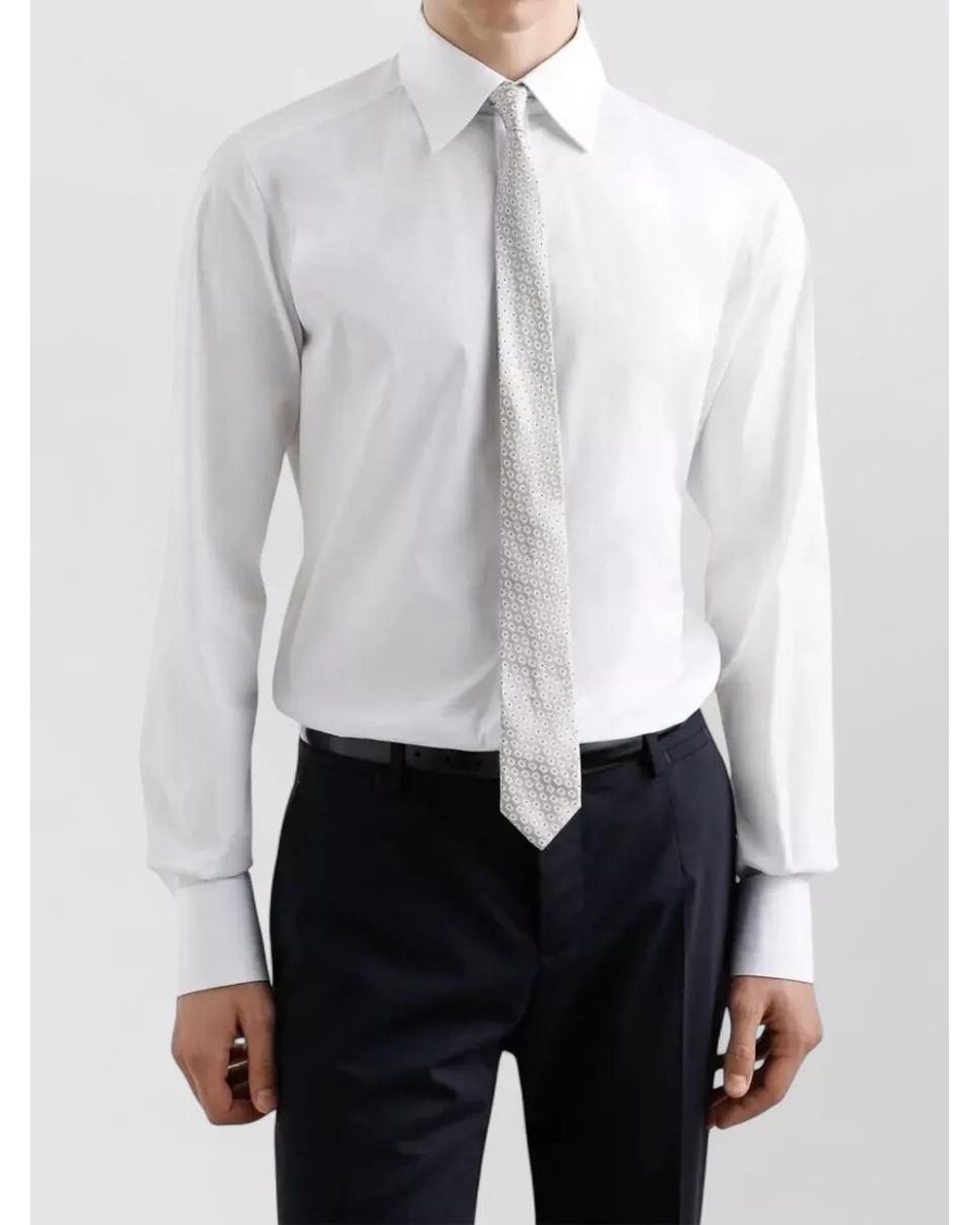 Dolce & Gabbana White Silk Micro-Pattern Jacquard Tie for men