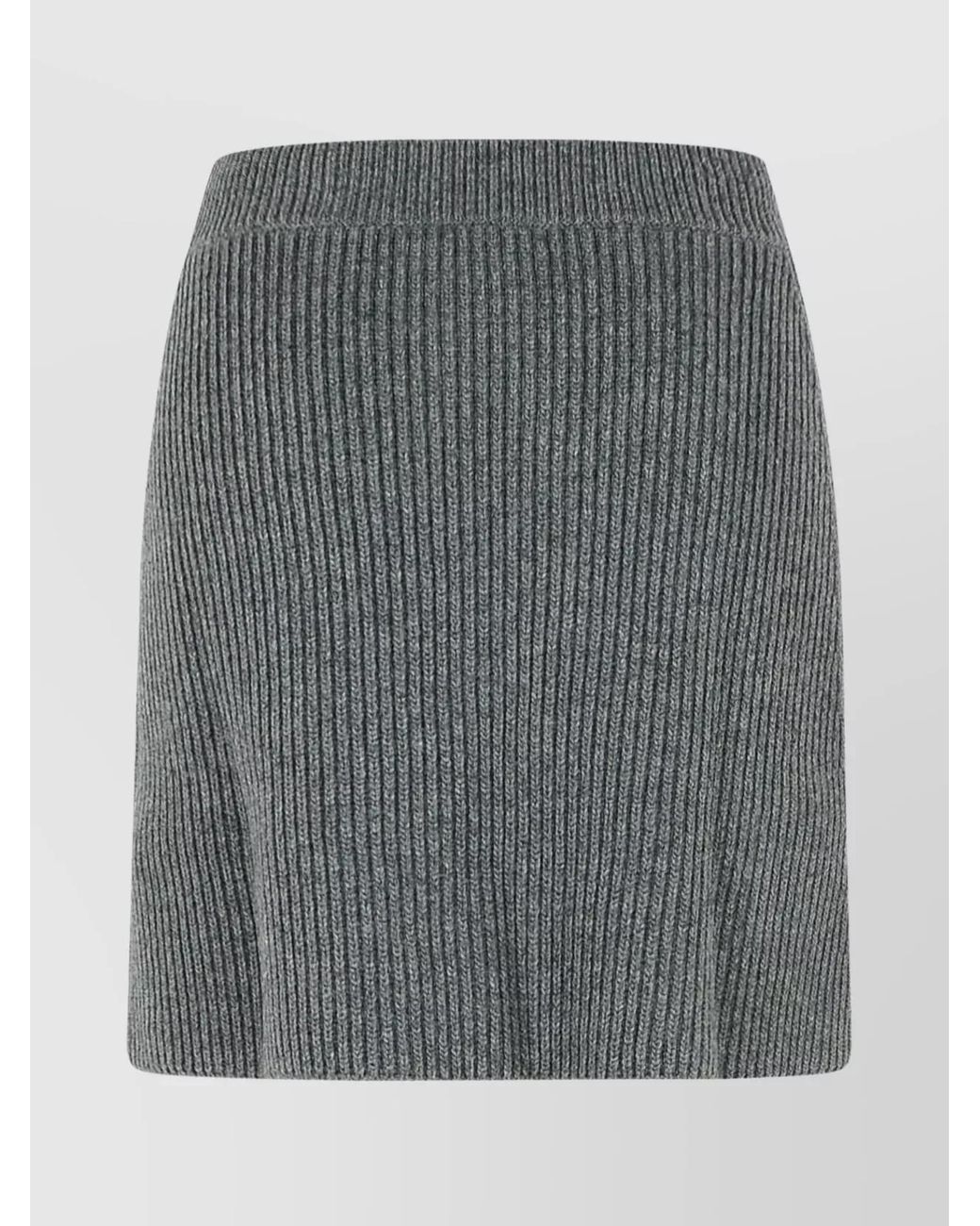 Jil Sander Gray Ribbed Wool A-Line Mini Skirt
