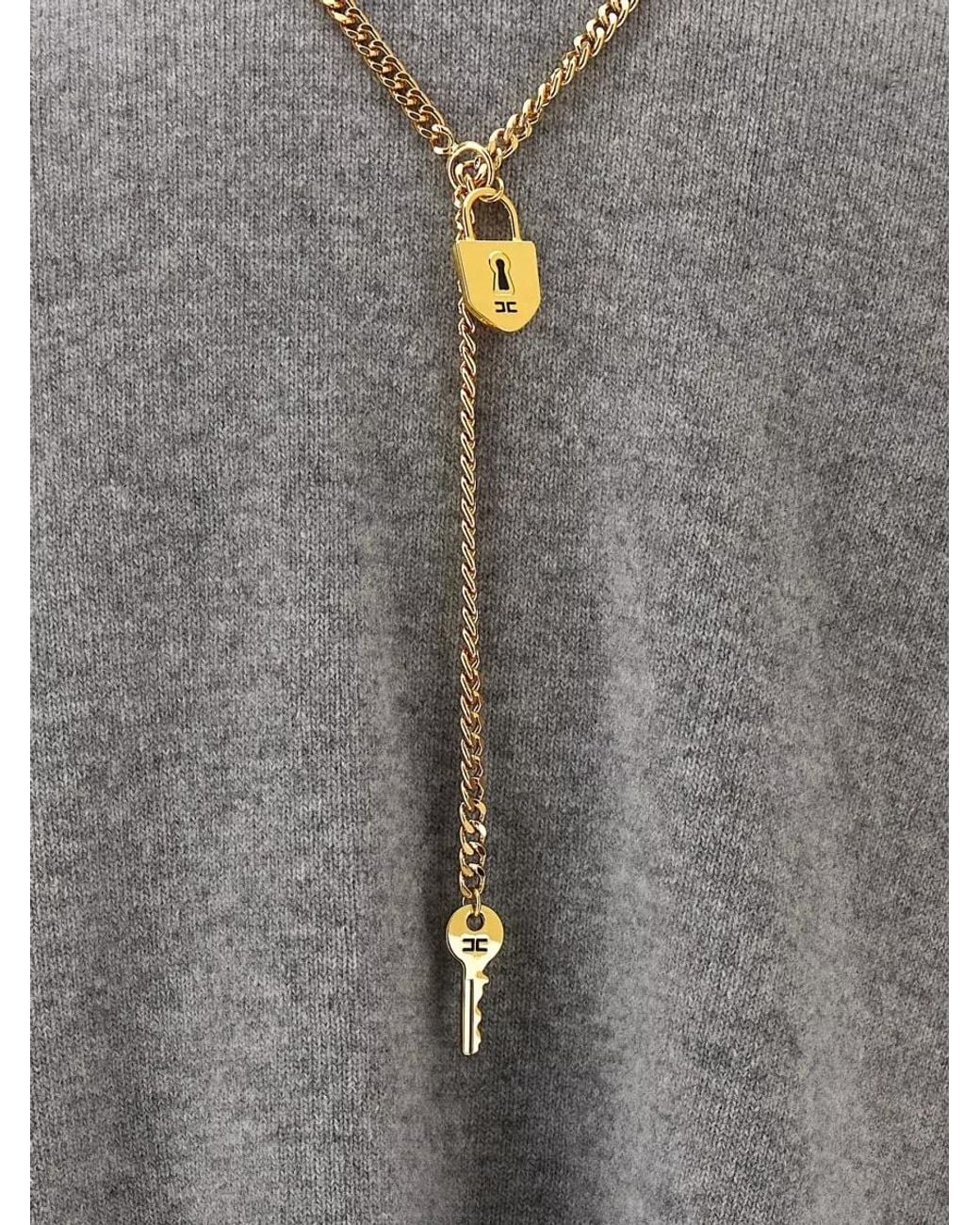 Elisabetta Franchi Gray Necklace Dress