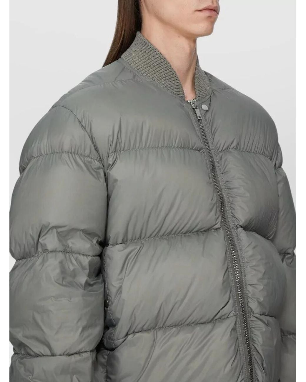 Rick Owens Gray Padded Ribbed-Collar Puffer Jacket for men