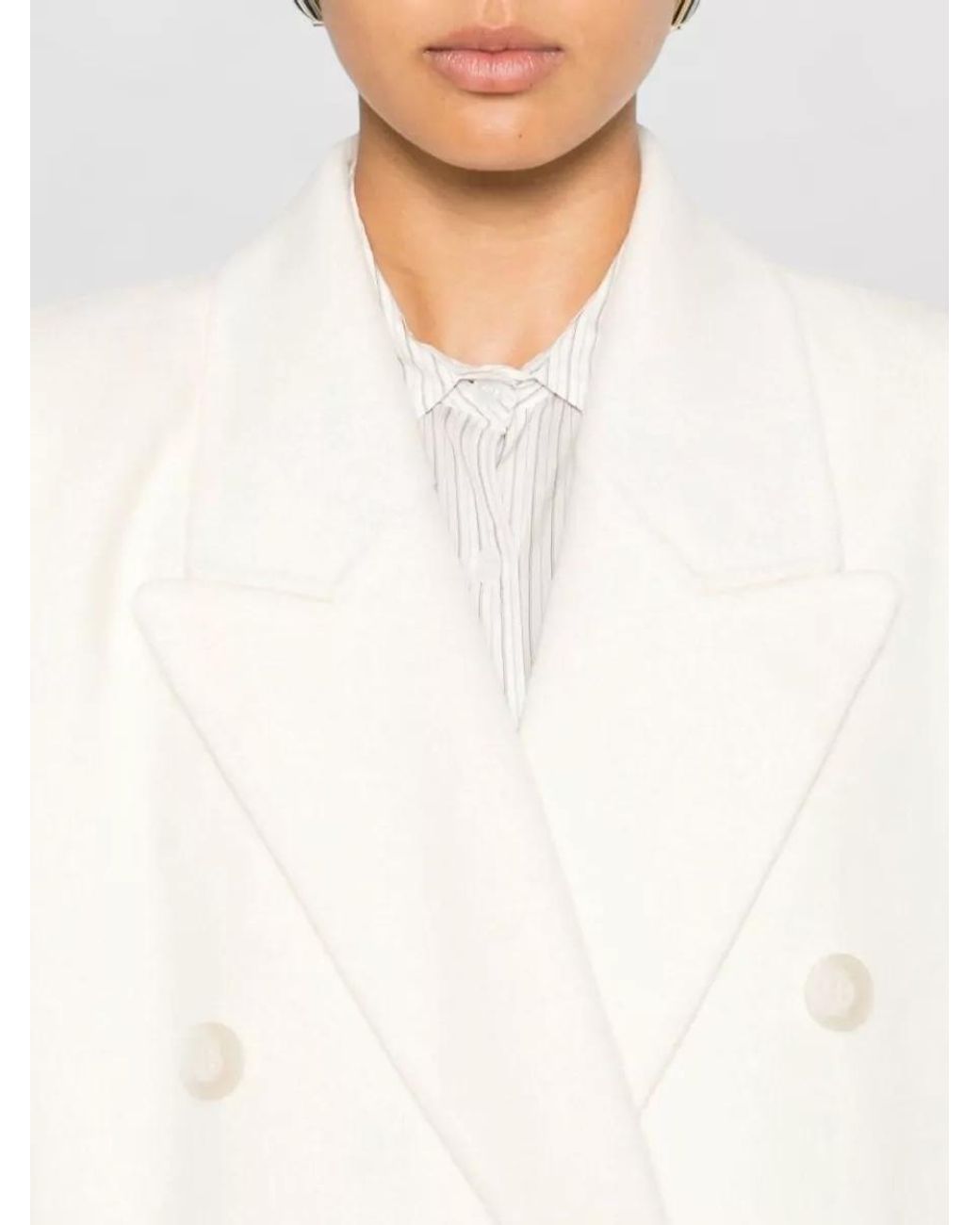 Frankie Shop White Wool Oversized Double-Breasted Coat