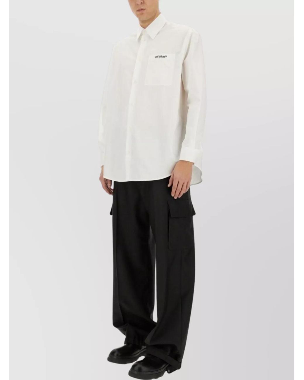 Off-White c/o Virgil Abloh White Cotton Logo-Print Shirt for men