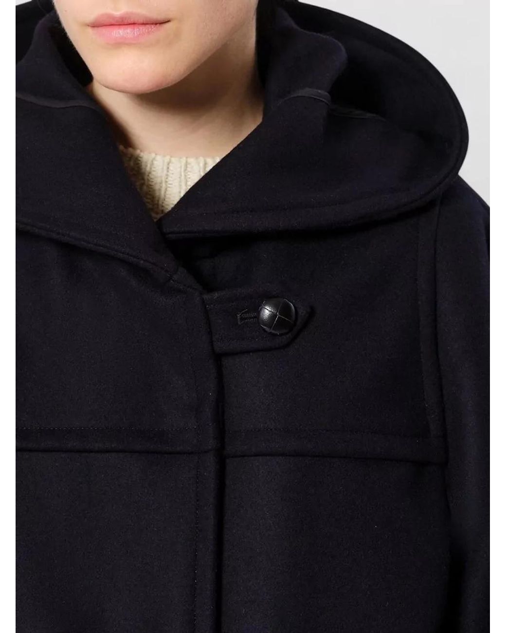 Isabel Marant Blue Cashmere Wool Hooded Single Breasted Coat