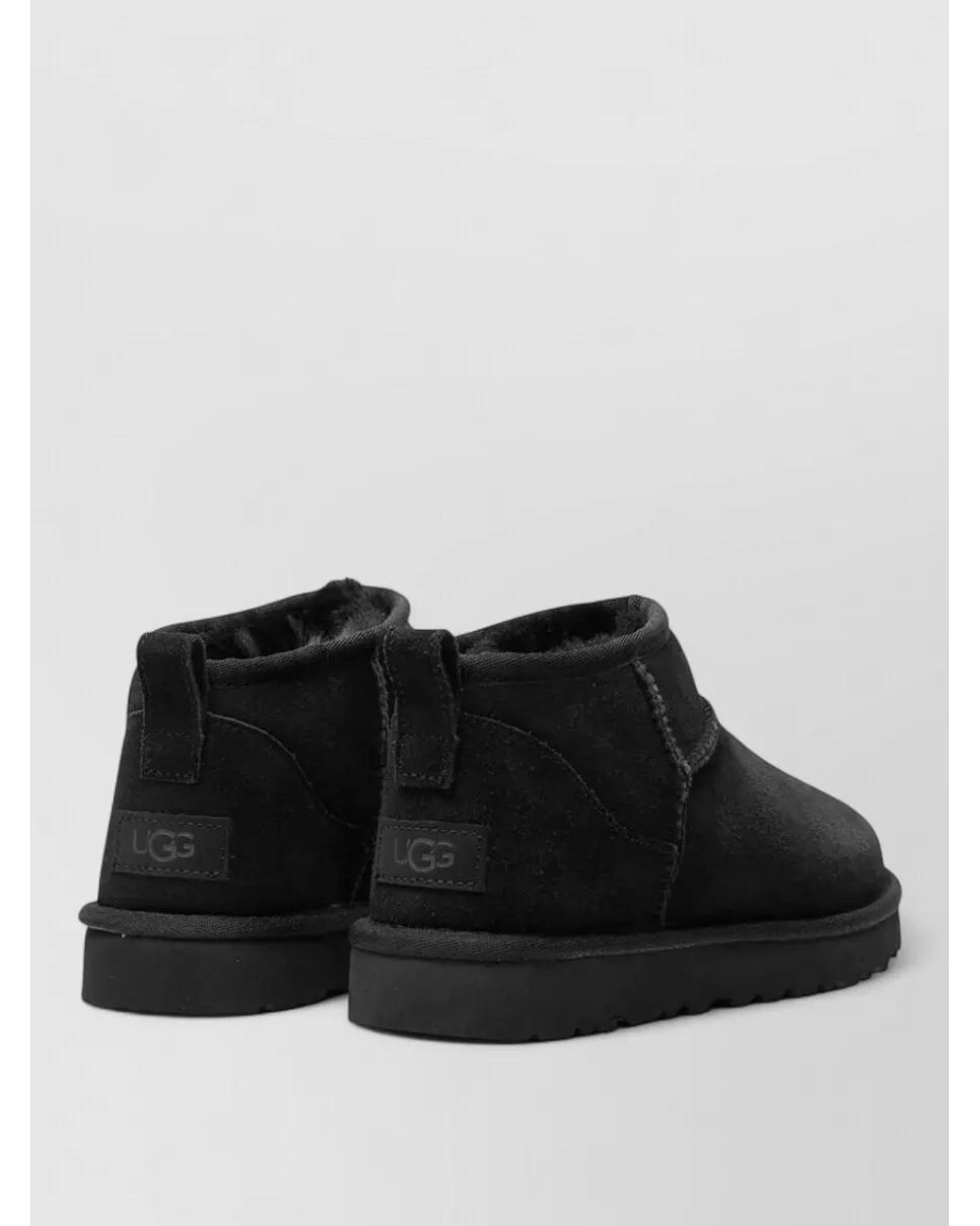 Ugg Black Leather Classic Ultra Mini Slippers