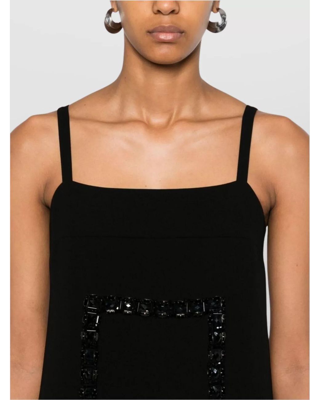 Max Mara Black Crystal-Embellished Sleeveless Square-Neck Mini Dress