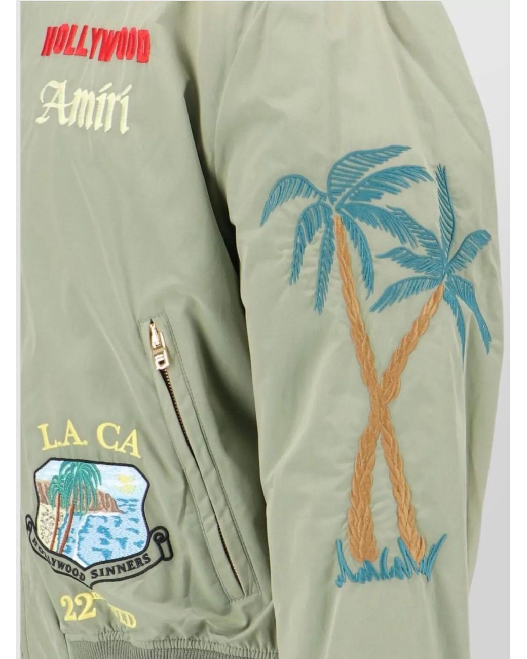 Amiri Green Embroidered Casual Jacket With Colorful Patches for men