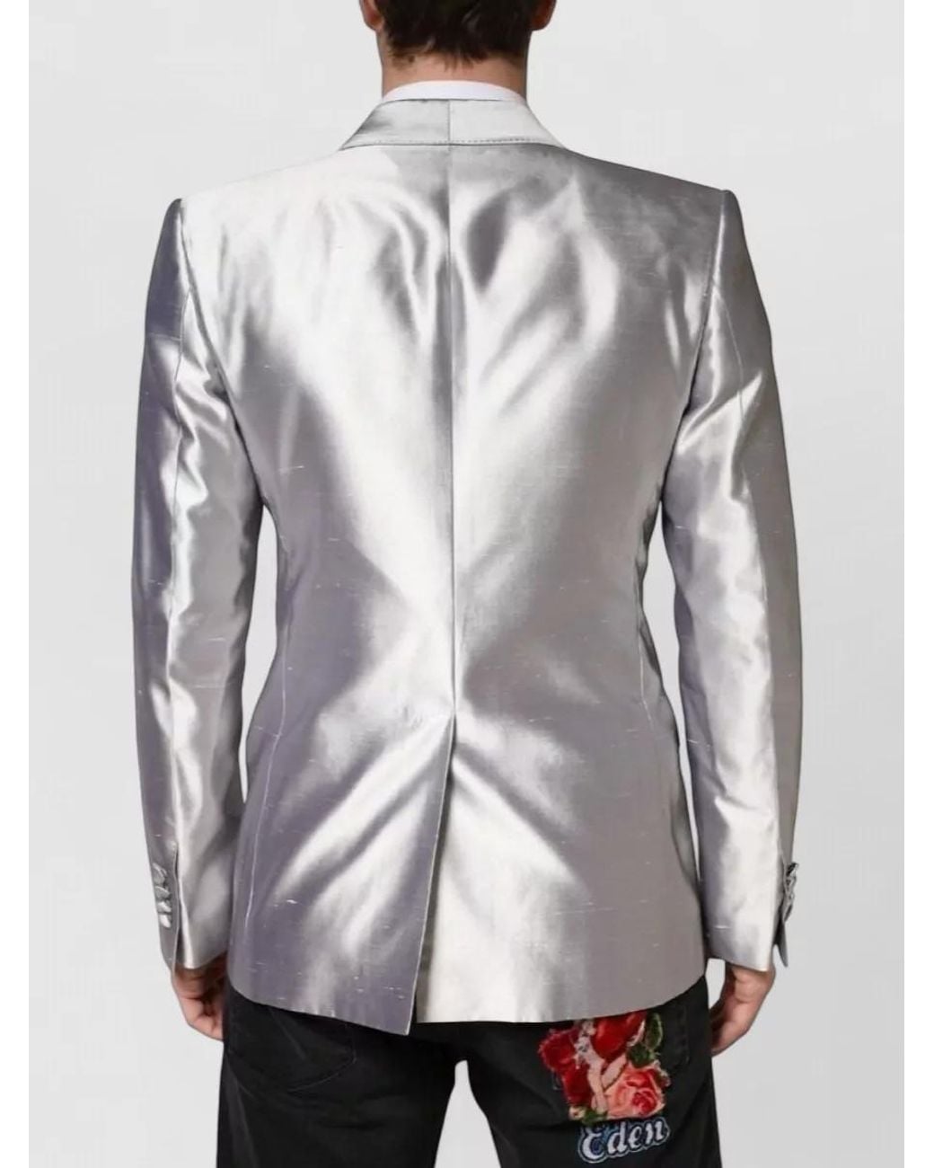 Dolce & Gabbana Black Silk Double Breasted Blazer for men