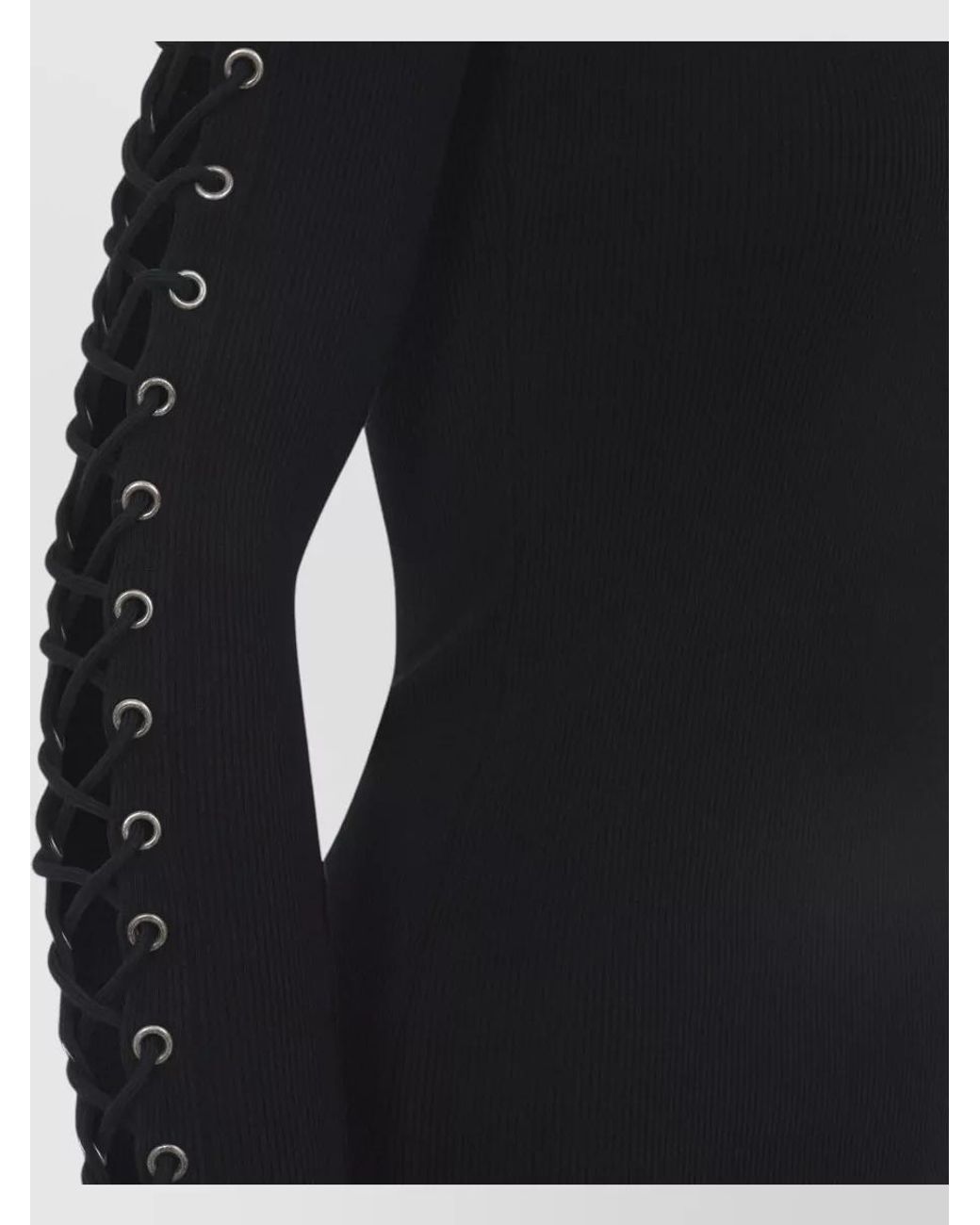 Balenciaga Blue Ribbed Cotton Lace-Up Mini Dress