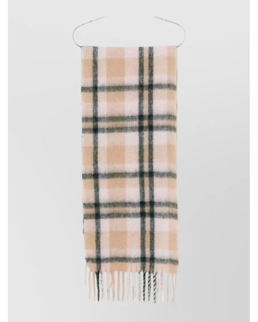 Closed Natural Checked Alpaca-Blend Scarf