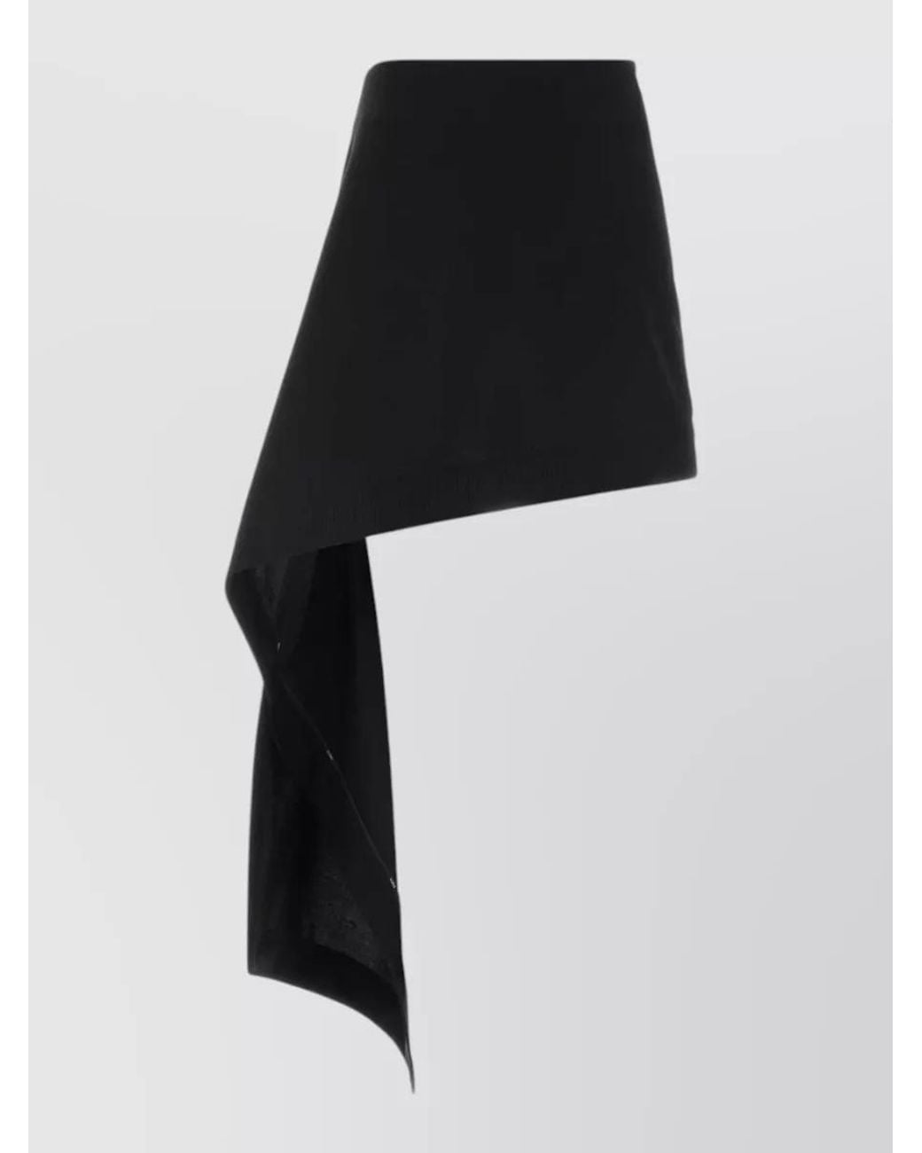 Loewe Black Wool Asymmetric Mini Skirt