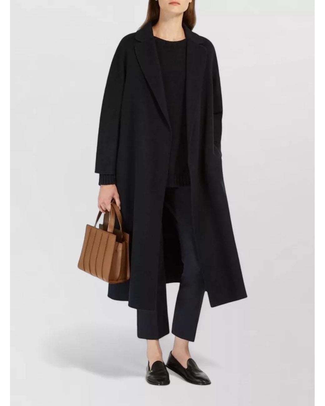Max Mara Blue Virgin Wool Belted Midi Coat