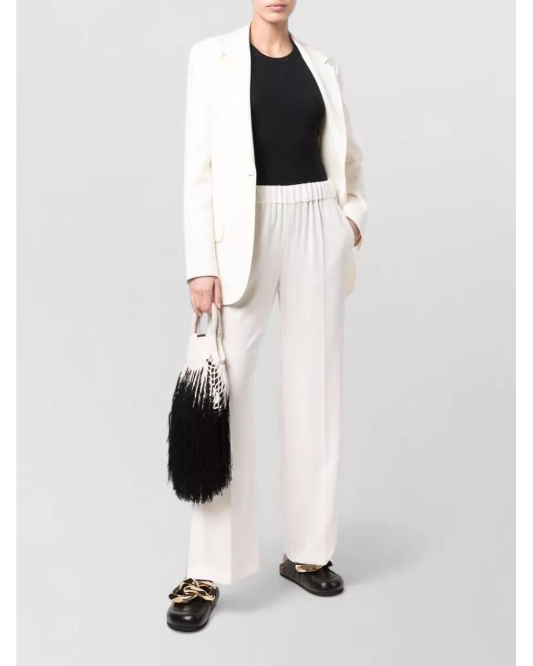 Alberto Biani White High-Rise Wide-Leg Trousers