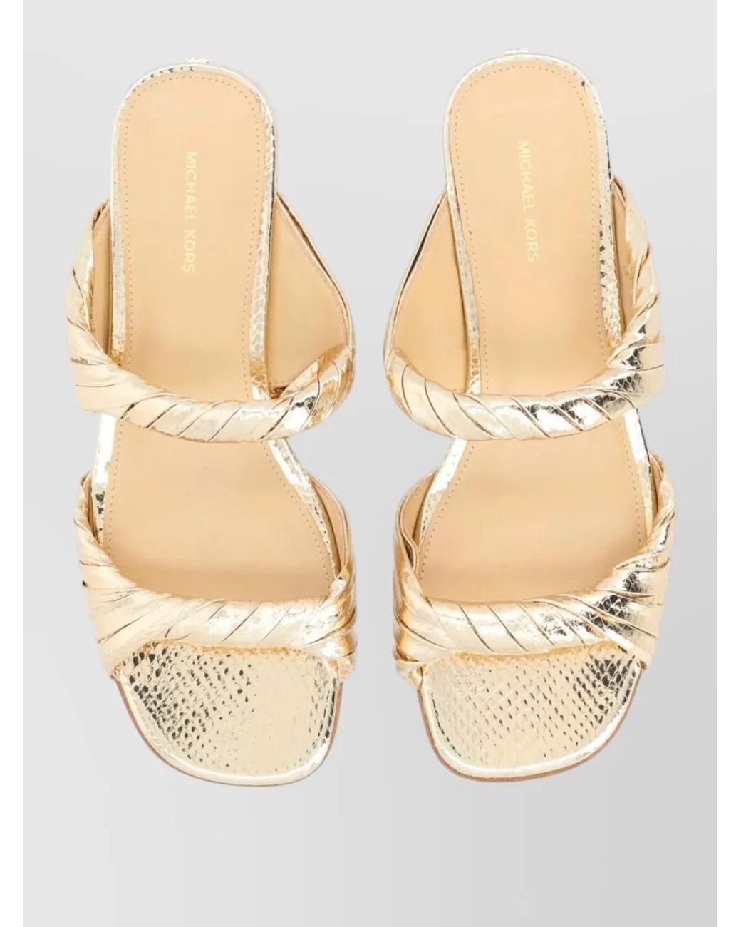 Michael Kors Natural Metallic Leather Sandals