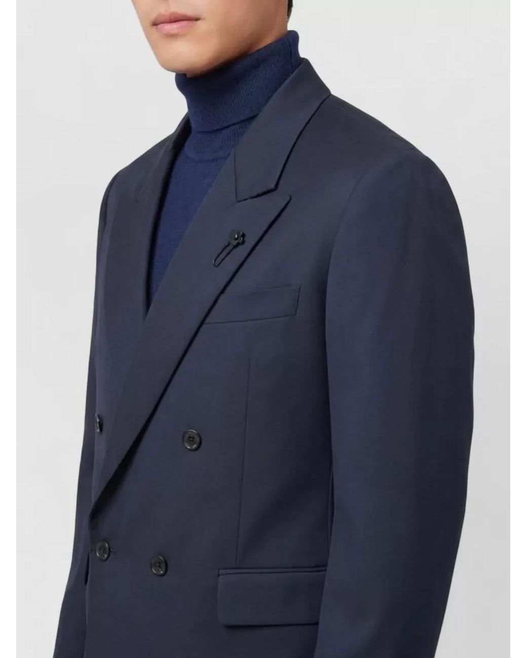 Lardini Blue Virgin Wool Double-Breasted Jacket for men