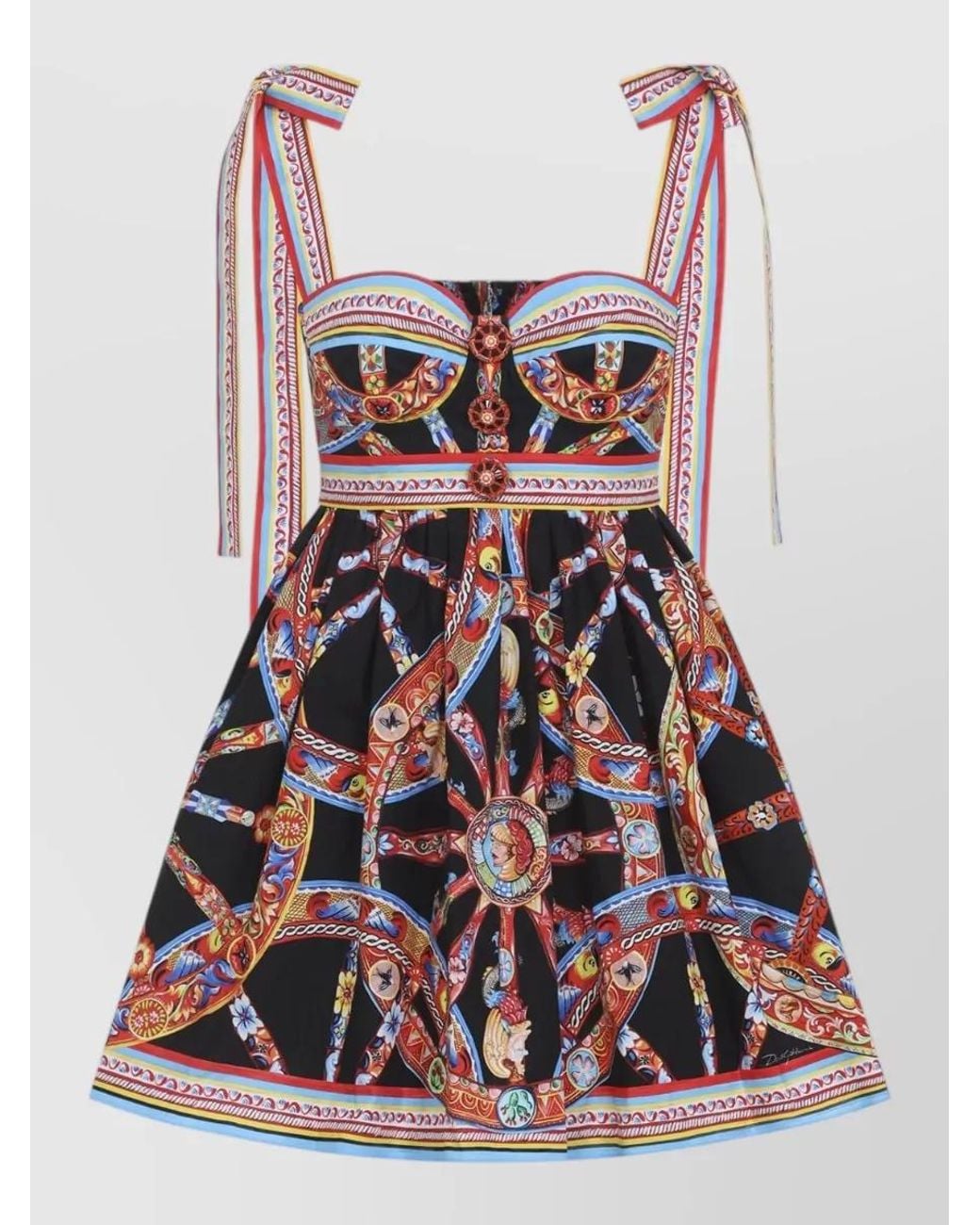 Dolce & Gabbana Red Cotton Floral Print Mini Dress