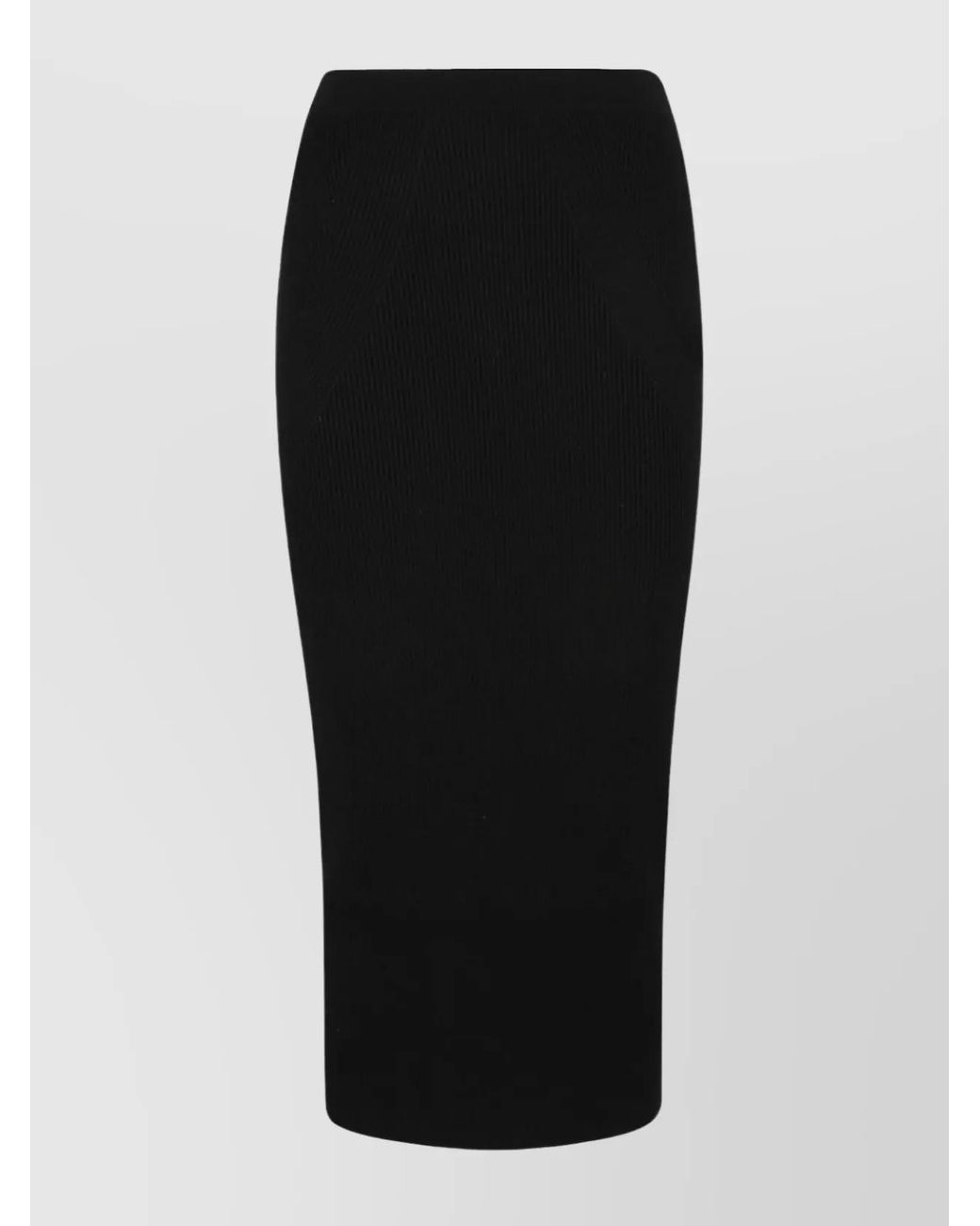 McQueen Black Ribbed Slim-Fit Wool-Blend Midi Pencil Skirt