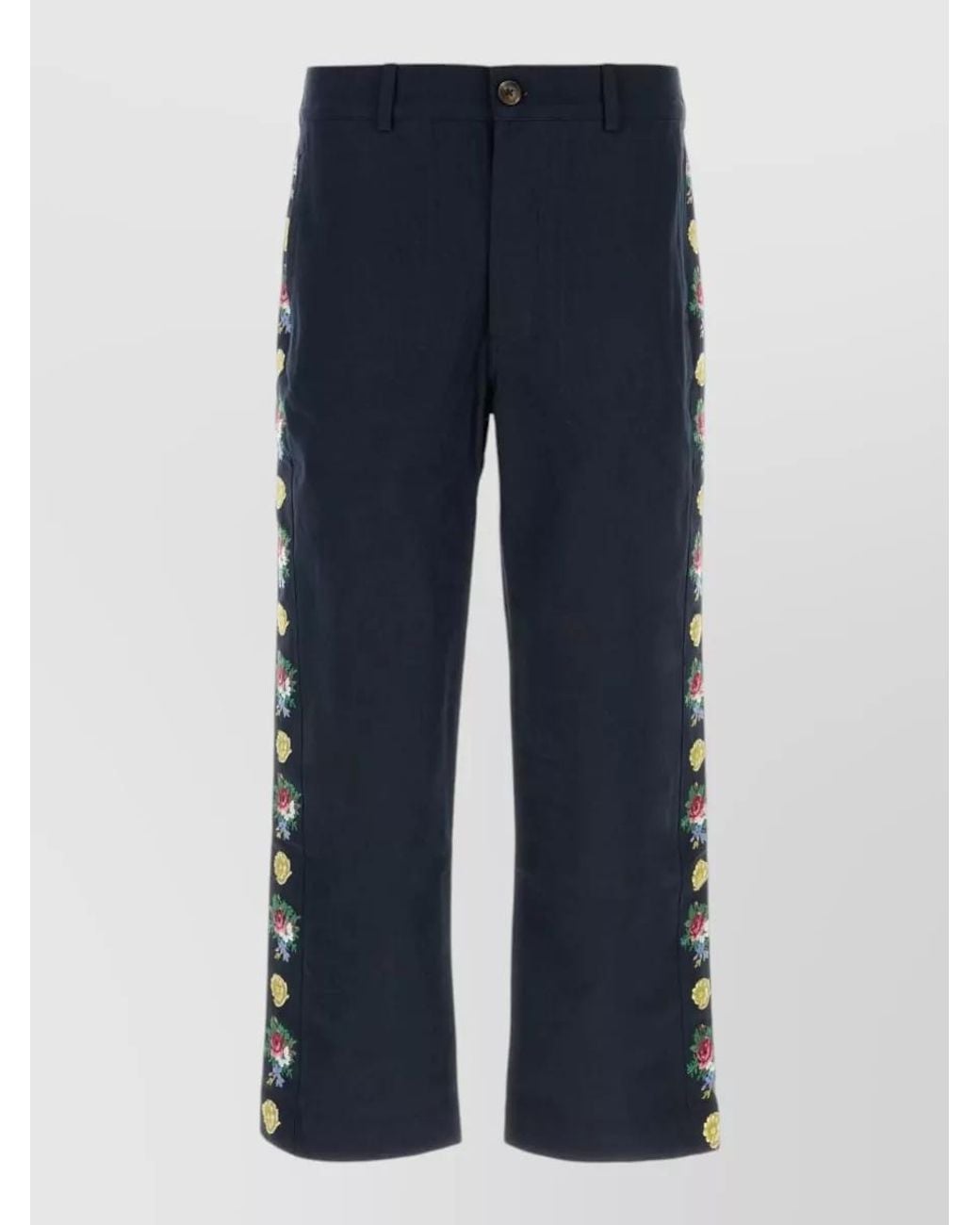 BAZISZT Blue Cotton Straight-Leg Trousers for men