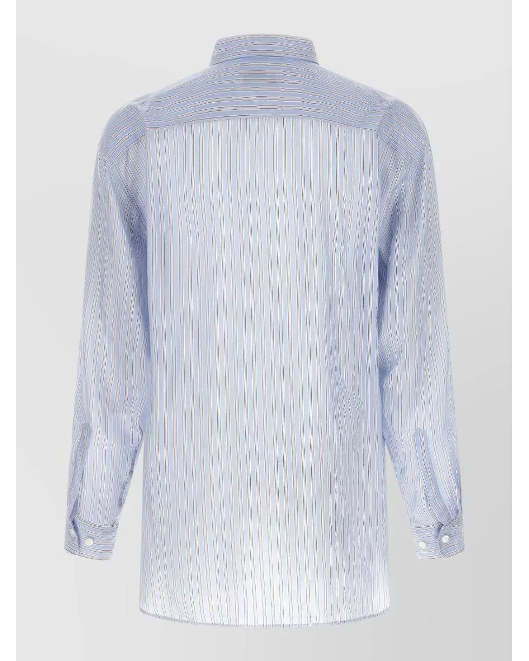 Dries Van Noten Blue Striped Long-Sleeve Classic Shirt for men