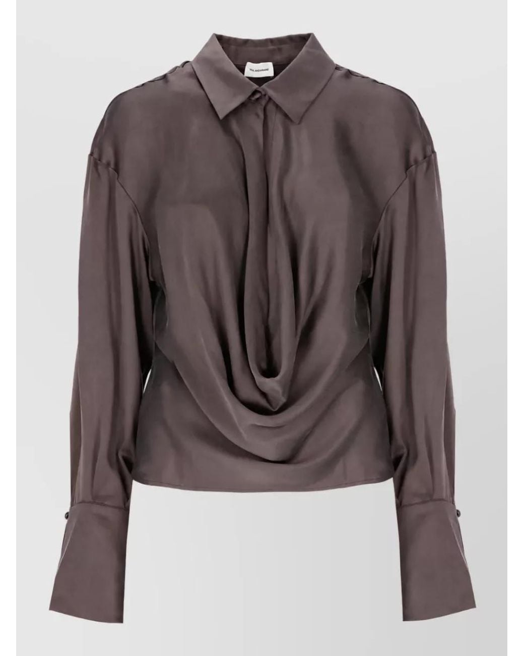 ANDAMANE Brown Draped Long Sleeve Maxi Dress
