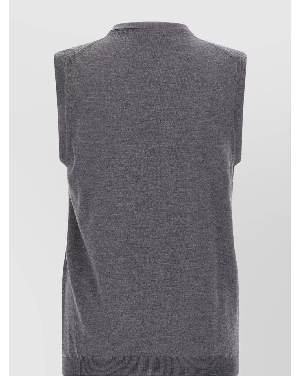 Zanone Gray Knit Sleeveless Vest V-Neckline for men