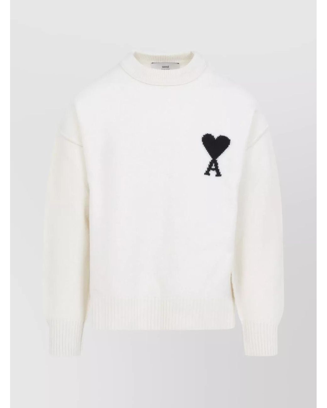 AMI White Wool Crewneck Sweater for men