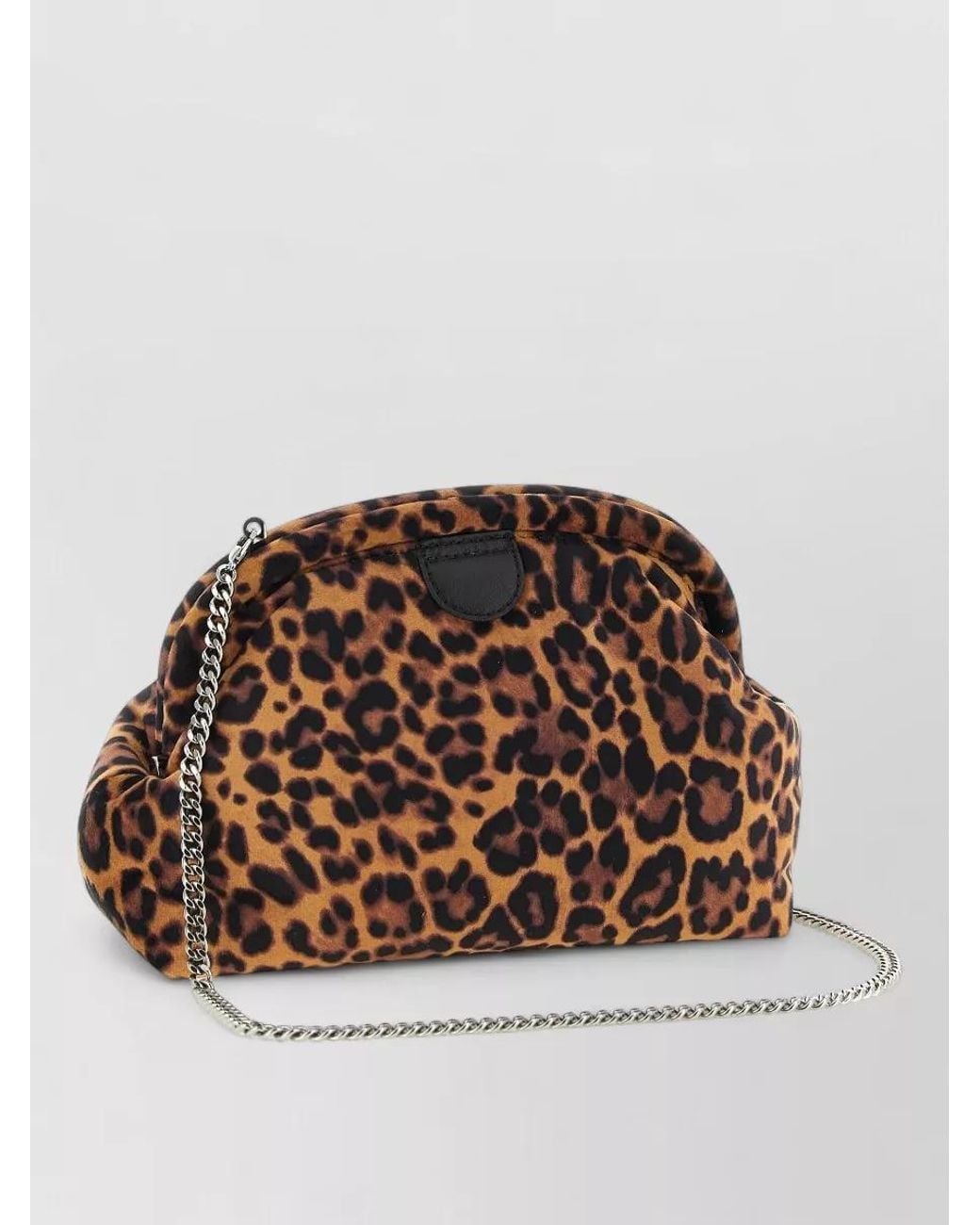 Stella McCartney Brown Falabella Soft Velvet Leopard-Print Clutch Bag