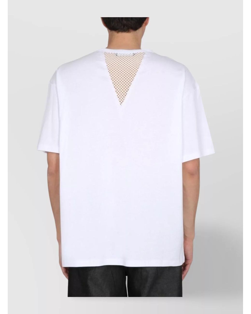 Raf Simons White Cotton Mesh Insert Logo Patch T-Shirt for men