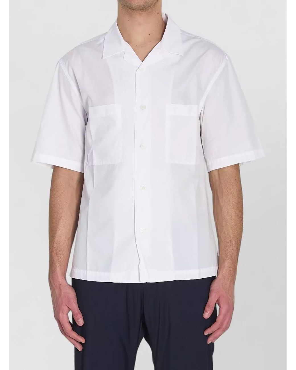 Barena White Cotton Regular-Fit Camp-Collar Short-Sleeve Shirt for men