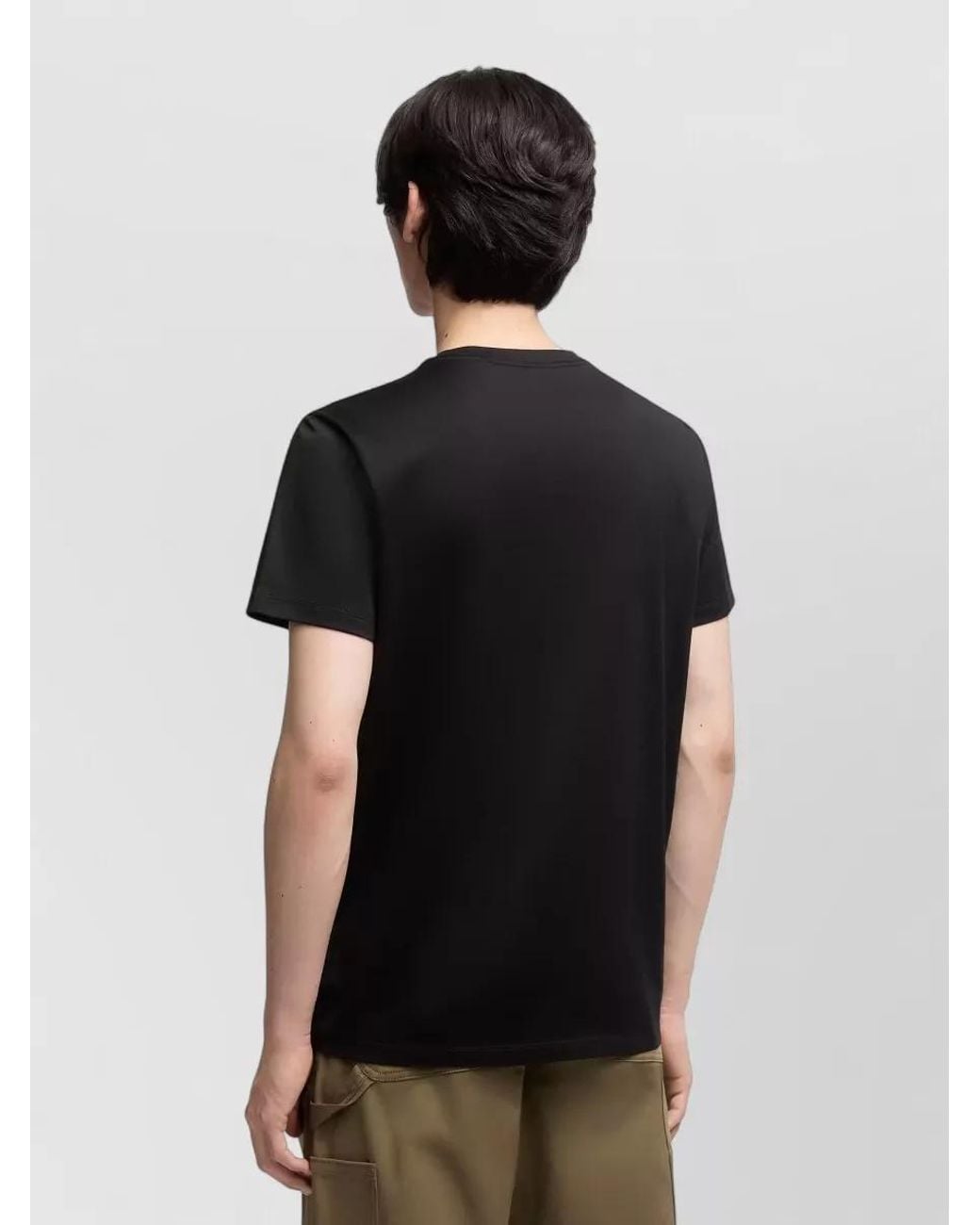 Moncler Black Cotton Logo Patch T-Shirt for men