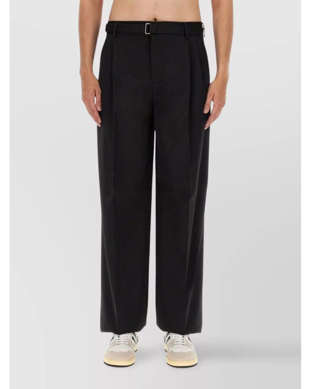 Lanvin Black Wool Wide-Leg Trousers for men