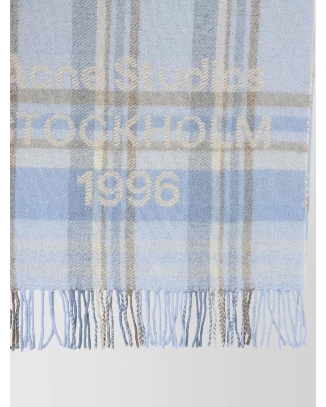 Acne Blue Checked Wool Cashmere Scarf