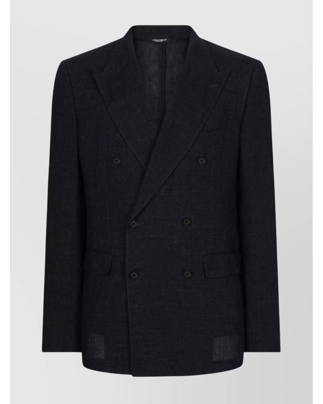 Dolce & Gabbana Blue Linen Double-Breasted Blazer for men