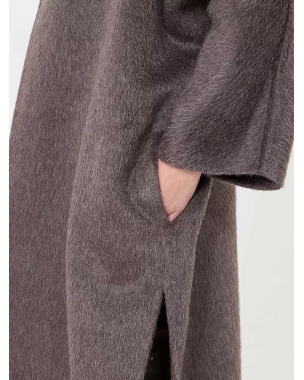 Max Mara Purple Camel Hair Mohair Oversized Double-Breasted Long Coat