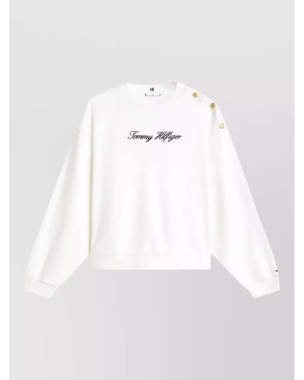Tommy Hilfiger White Logo-Embroidered Sweatshirt