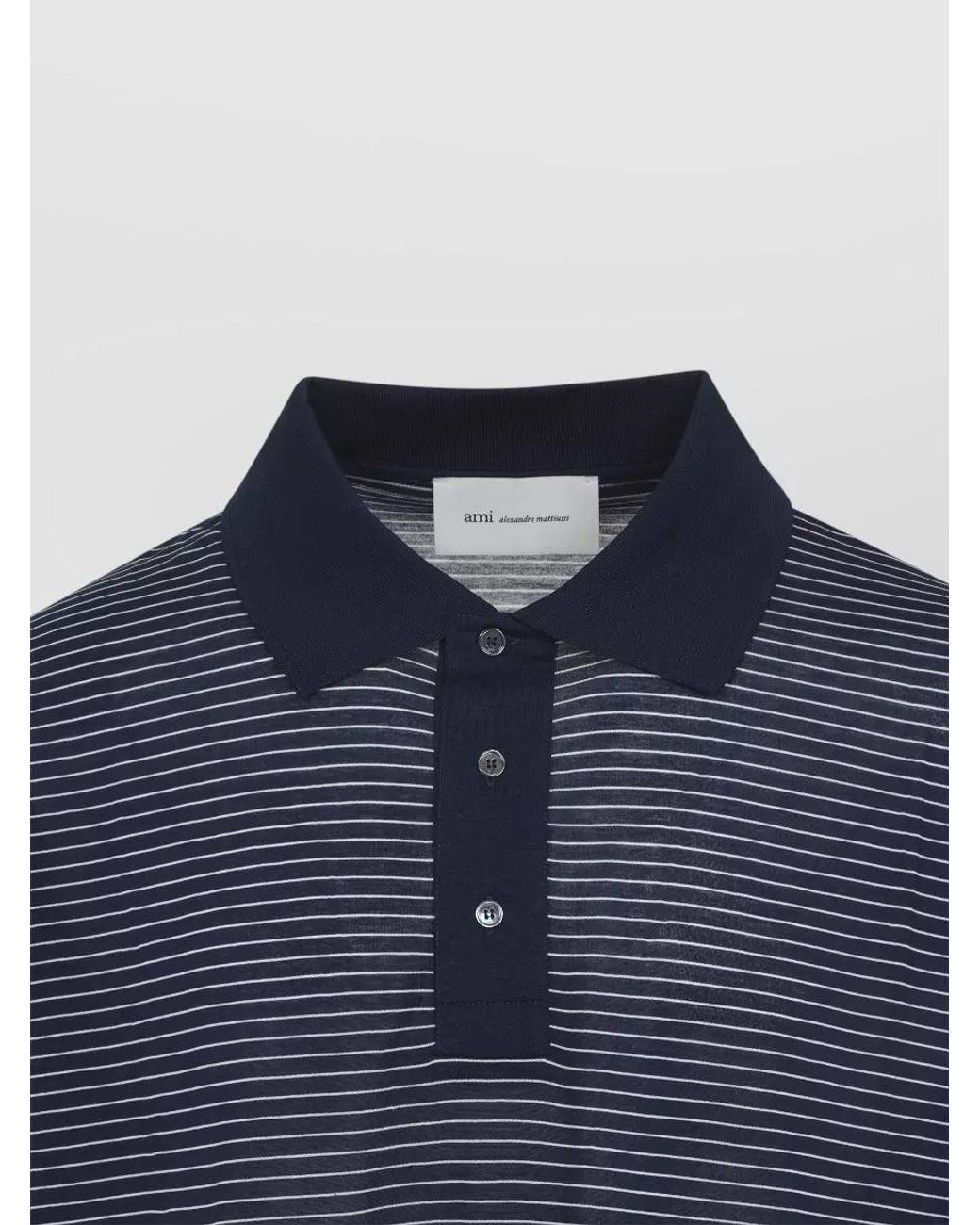 AMI Blue Striped Boxy Fit Polo Shirt for men