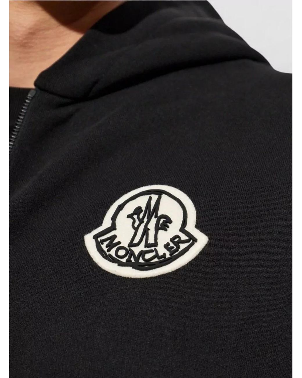 Moncler Blue Cotton Zip-Up Hoodie for men