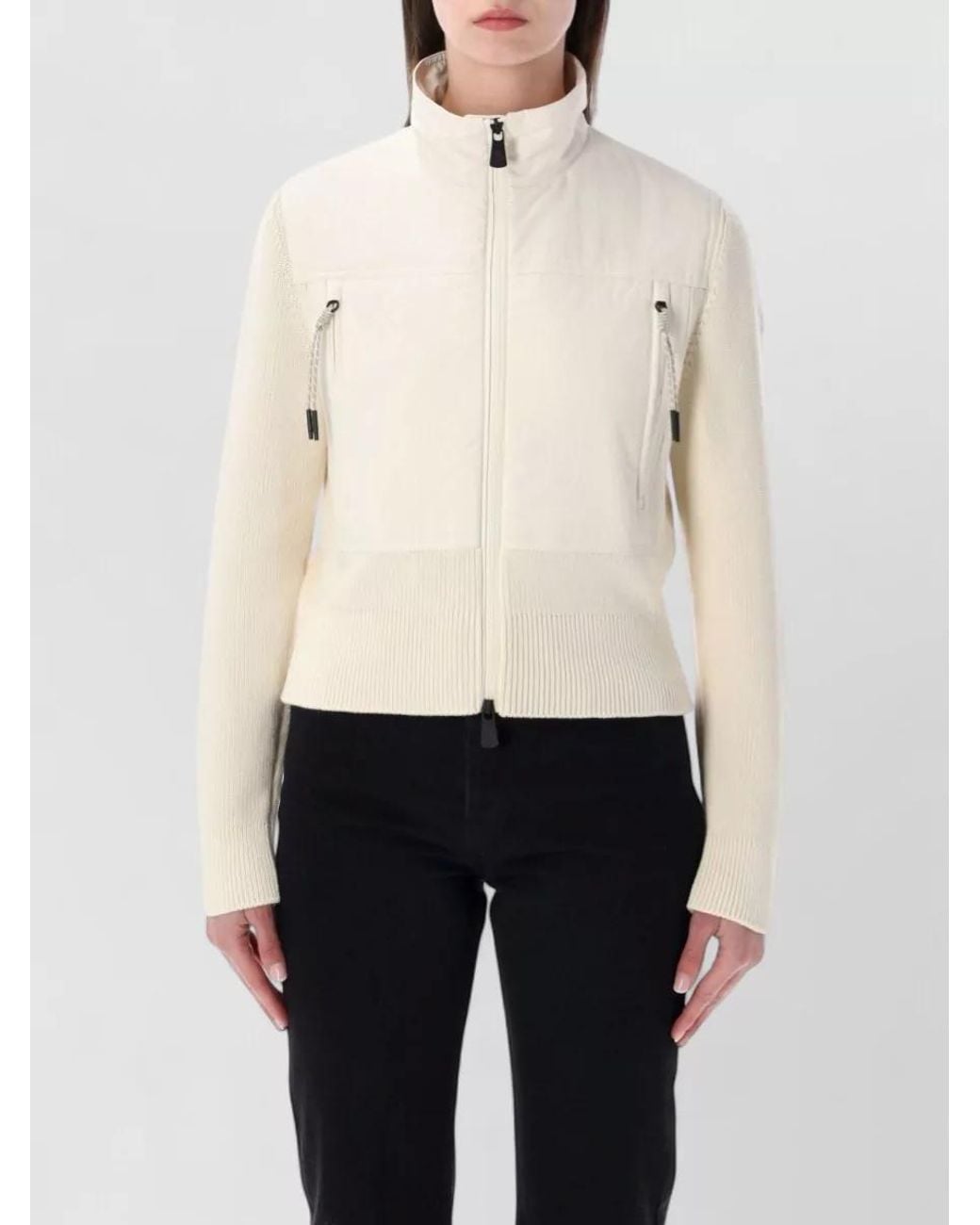 Moncler White Quilted Zip-Up Cardigan