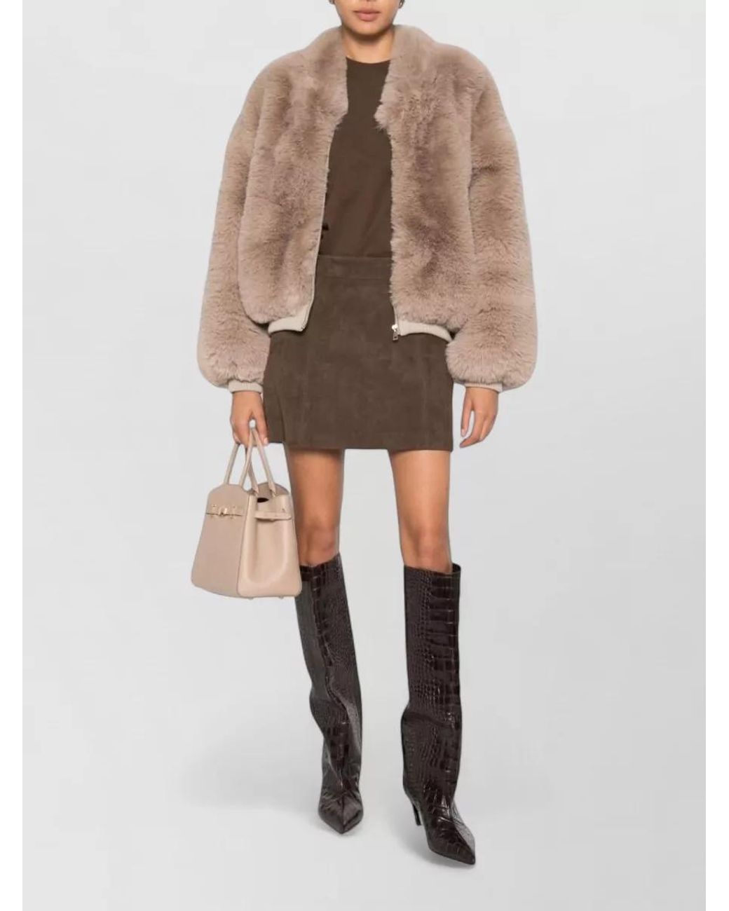 Frankie Shop Natural Faux Fur Oversized Jacket