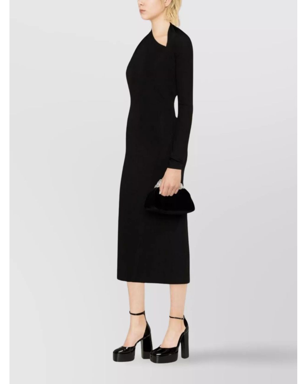 Versace Black Viscose One-Shoulder Cutout Midi Dress