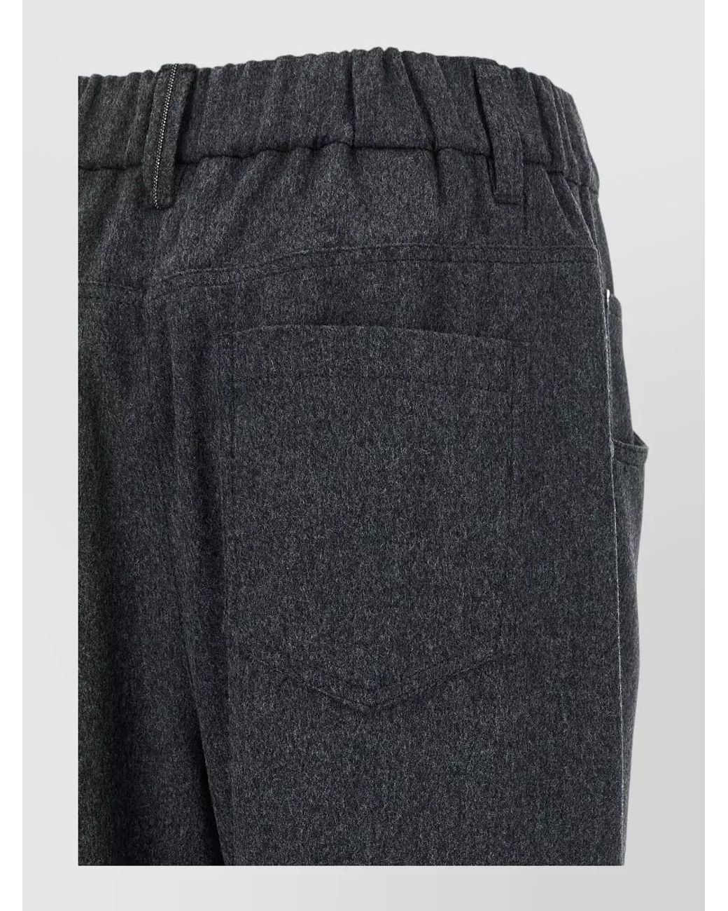 Brunello Cucinelli Black Wool Mid-Rise Tapered-Leg Pants