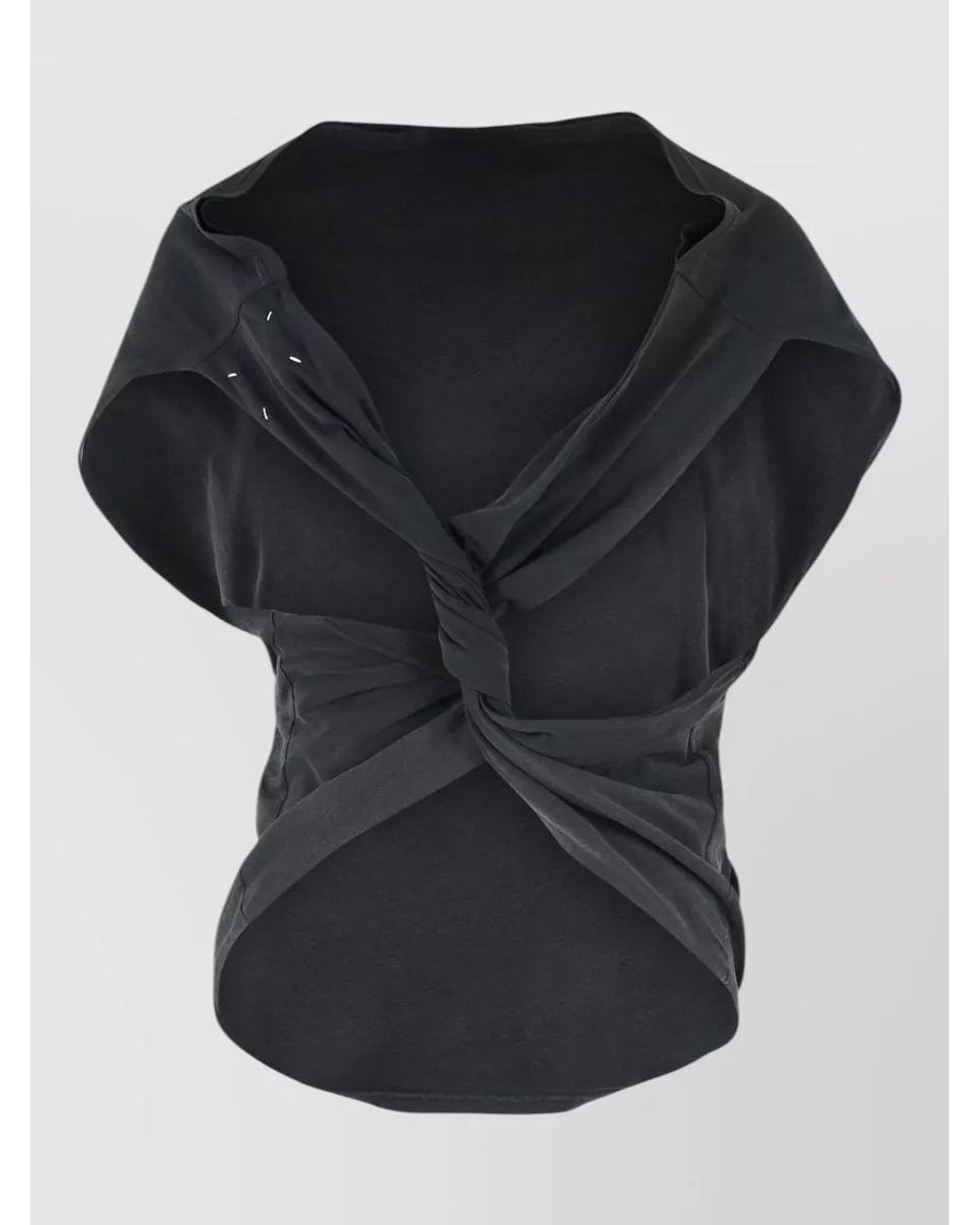 Maison Margiela Black Asymmetric Draped Long-Sleeve Top