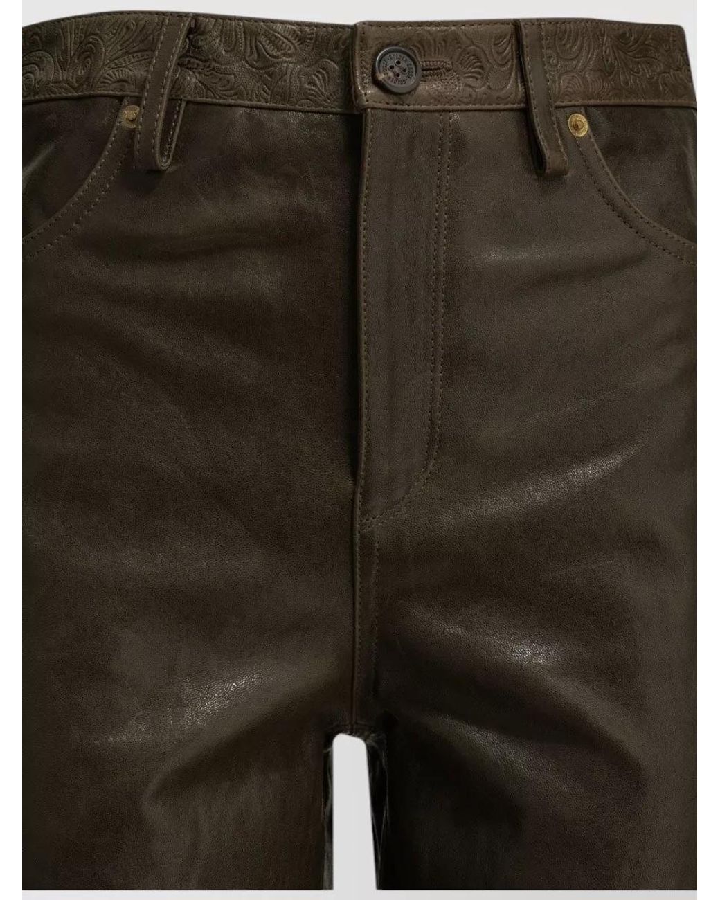 Golden Goose Deluxe Brand Gray Leather High-Rise Straight-Leg Pants