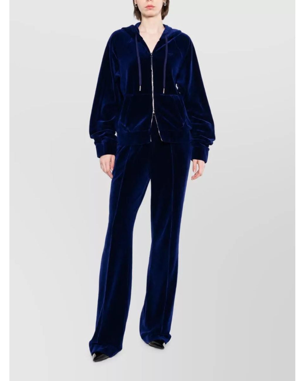 Tom Ford Blue Velour Zip Hoodie