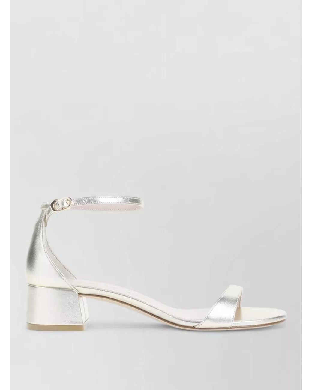 Stuart Weitzman White Leather Nudist Block 35 Sandals