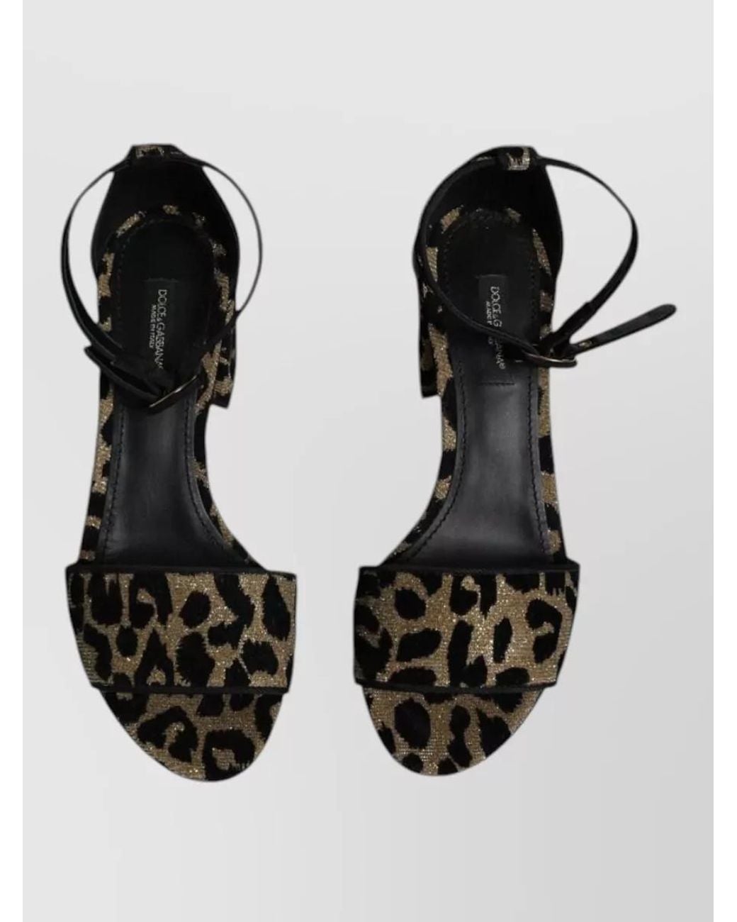 Dolce & Gabbana Black Leopard Ankle Strap Sandals