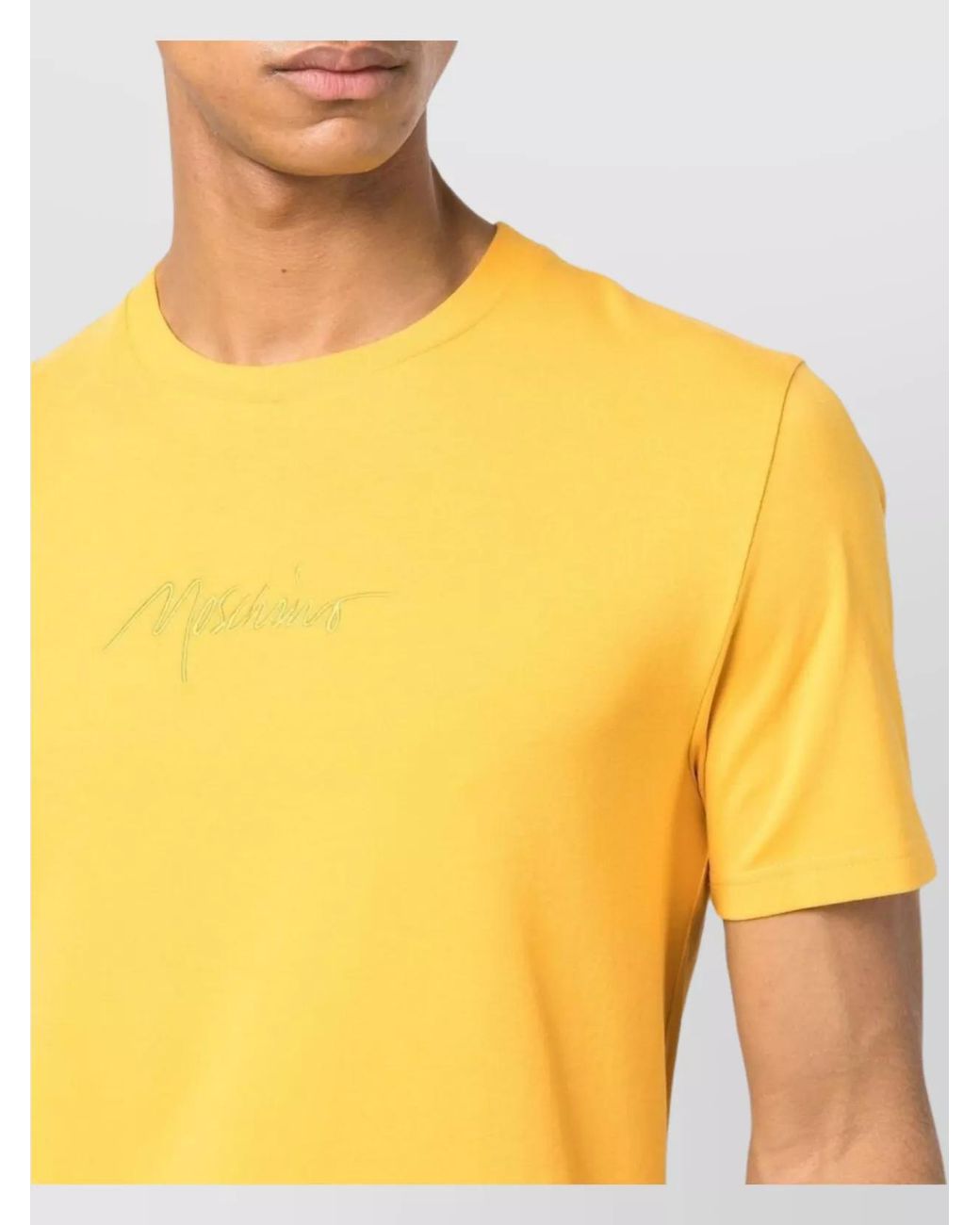 Moschino Yellow Logo Embroidered Short Sleeve T-Shirt for men